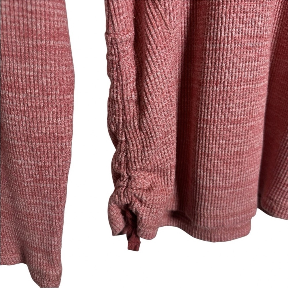 J Jill Pullover Womens Large Cotton Heather Pink Waffle Cowl Neck Knit Side Tie - Picture 6 of 11